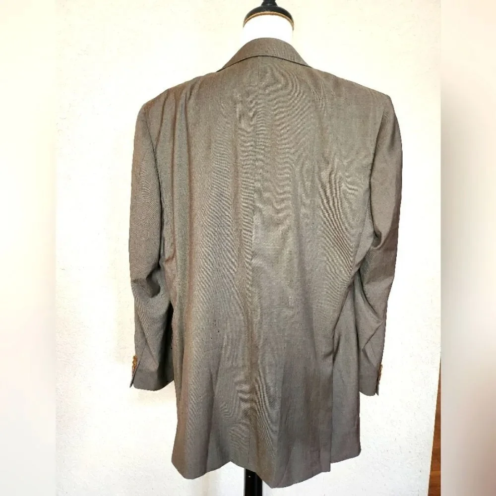 Canali Men's Wool Single Breasted Sport Coat Blazer Made in Italy Brown Size 52R